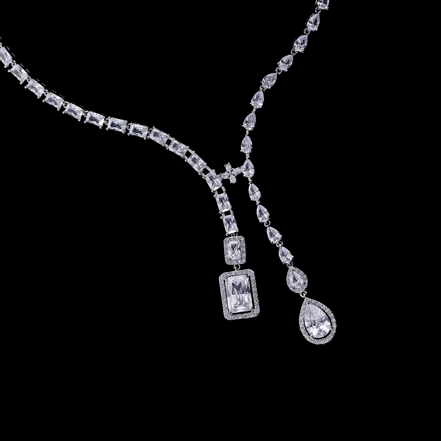 Cubic zirconia bride wedding necklace earring set CN10256