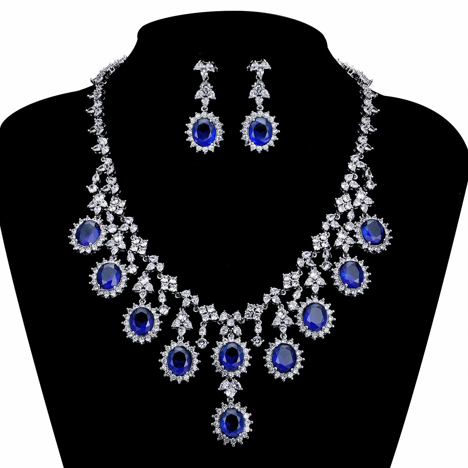 Cubic zirconia bride wedding necklace earring set CN10268