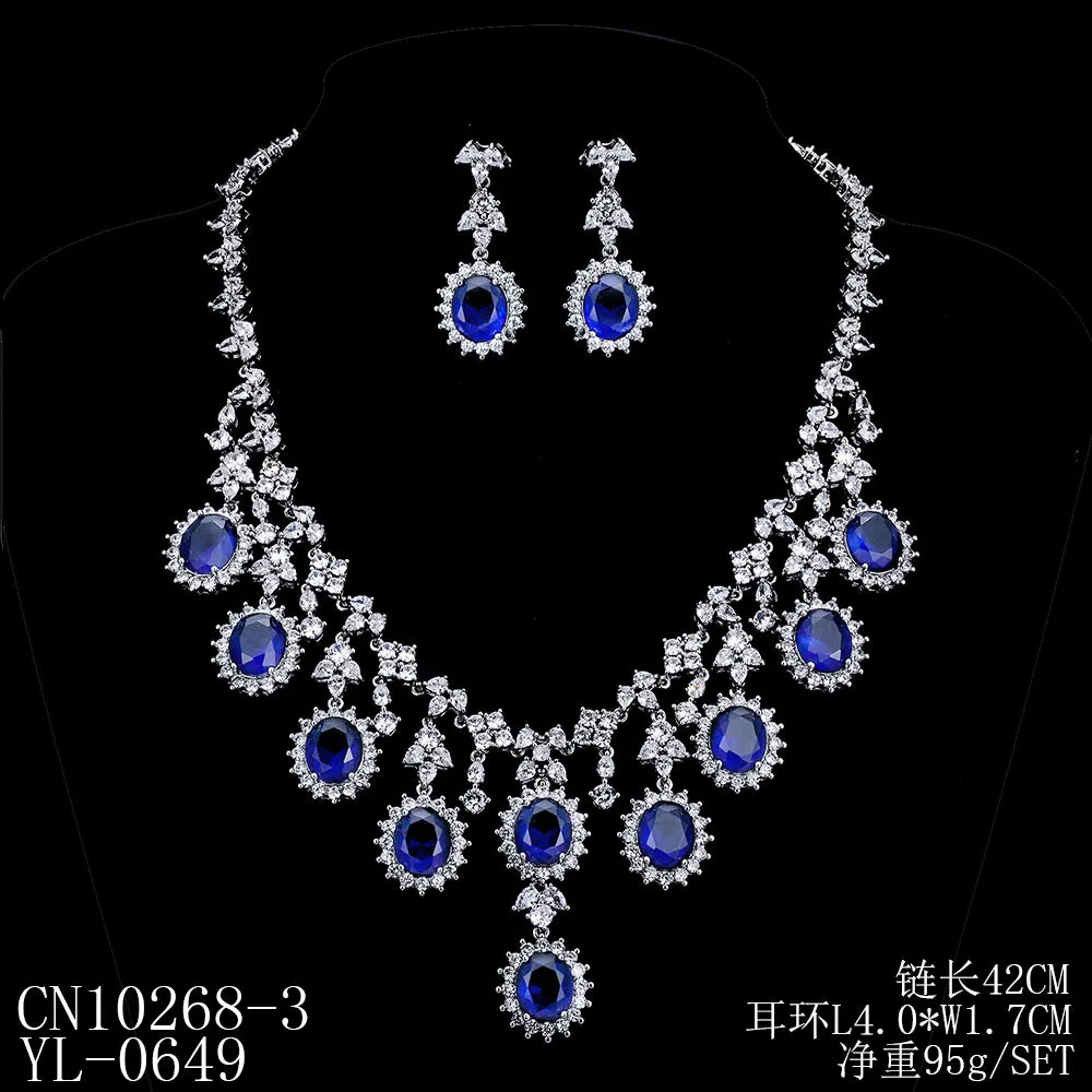 Cubic zirconia bride wedding necklace earring set CN10268