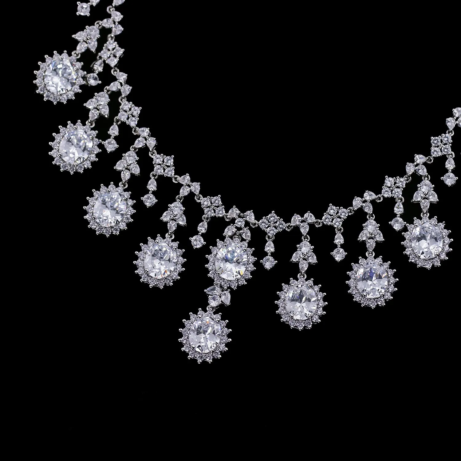 Cubic zirconia bride wedding necklace earring set CN10268