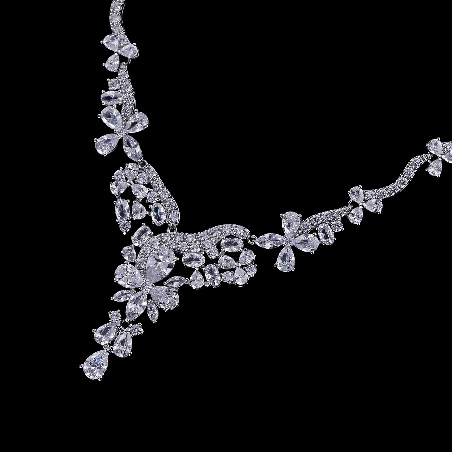 Cubic zirconia bride wedding necklace earring set CN10276