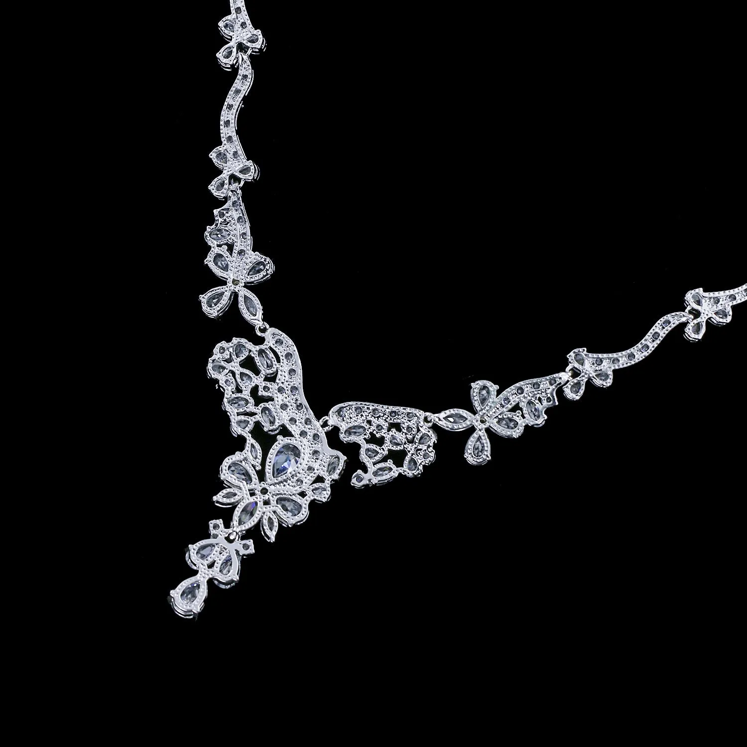 Cubic zirconia bride wedding necklace earring set CN10276