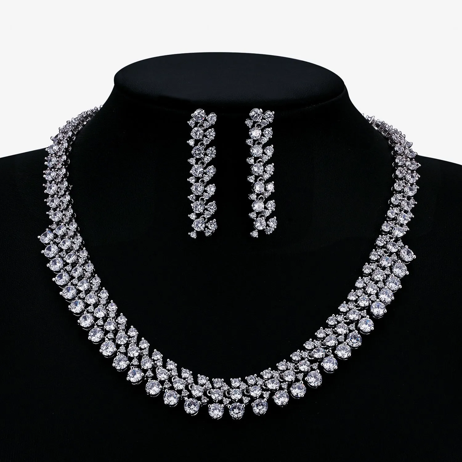 Cubic zirconia bride wedding necklace earring set CN10286