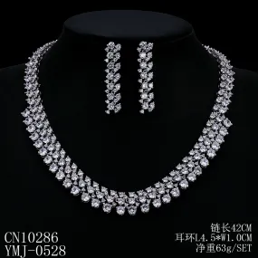 Cubic zirconia bride wedding necklace earring set CN10286