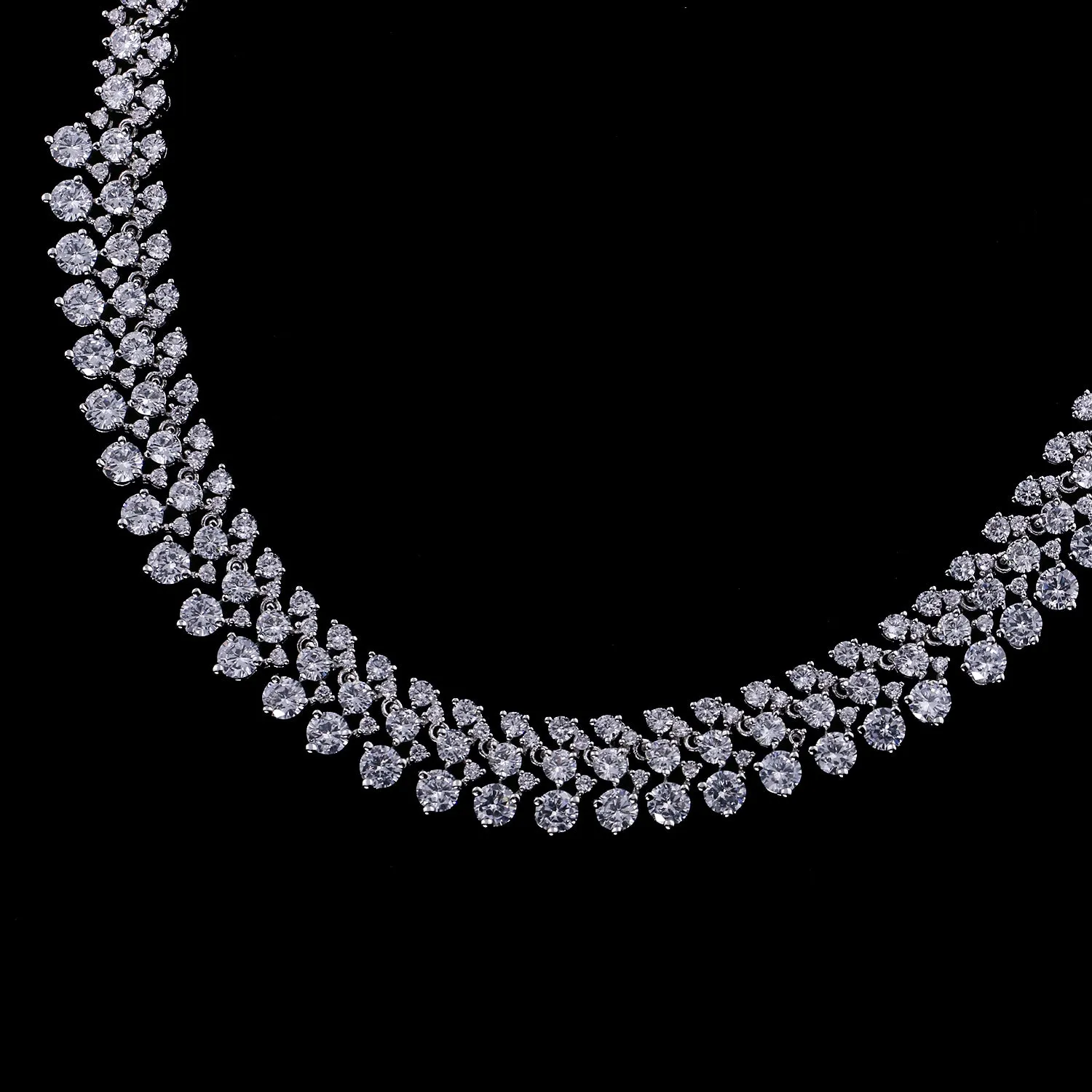 Cubic zirconia bride wedding necklace earring set CN10286