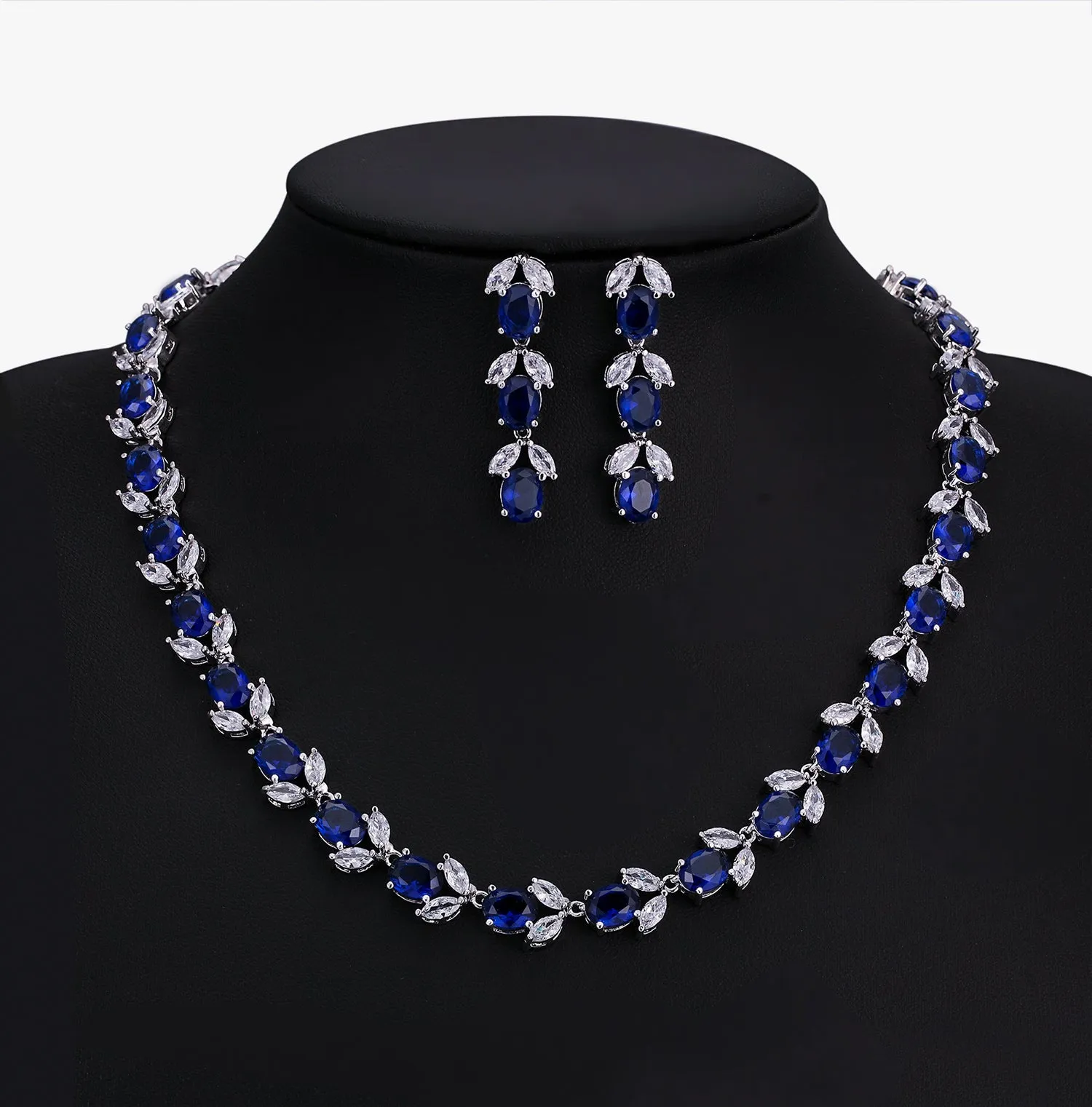 Cubic zirconia bride wedding necklace earring set CN10293