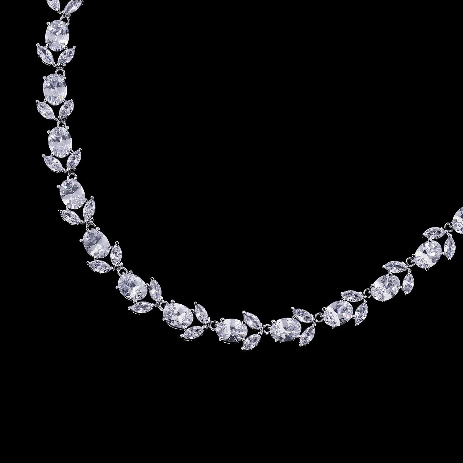 Cubic zirconia bride wedding necklace earring set CN10293