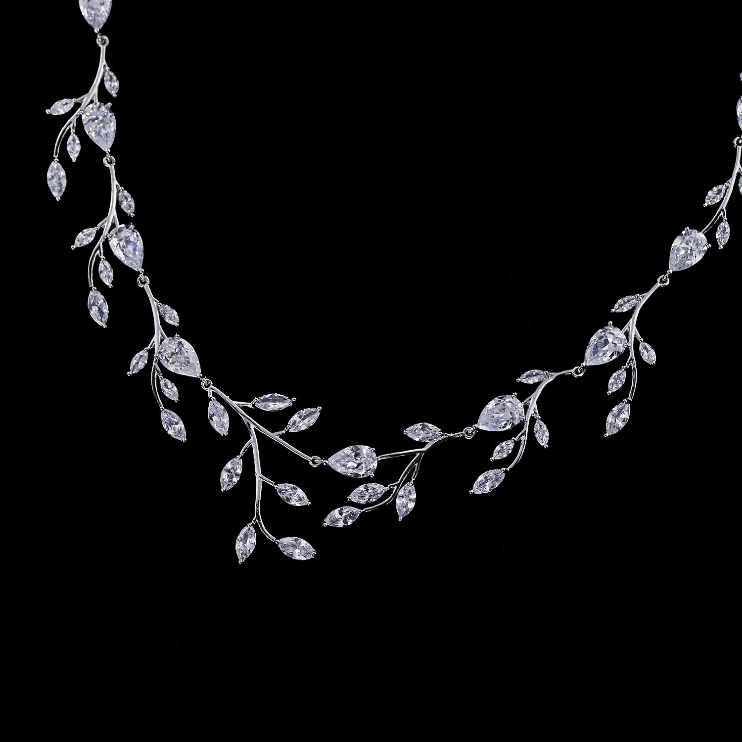 Cubic zirconia Leaves Necklace Earring Set for Wedding,Party Jewelry CN10124