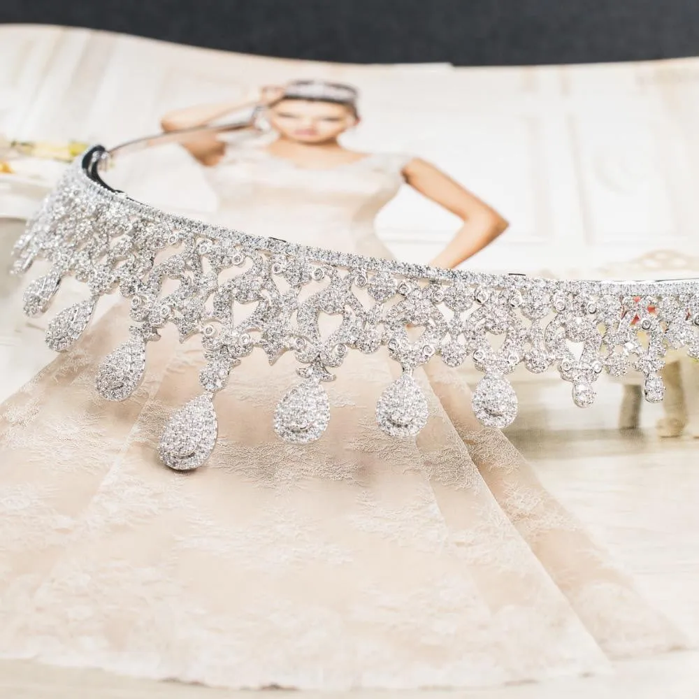 Cubic zirconia wedding bridal tiara diadem hair jewelry CH10142