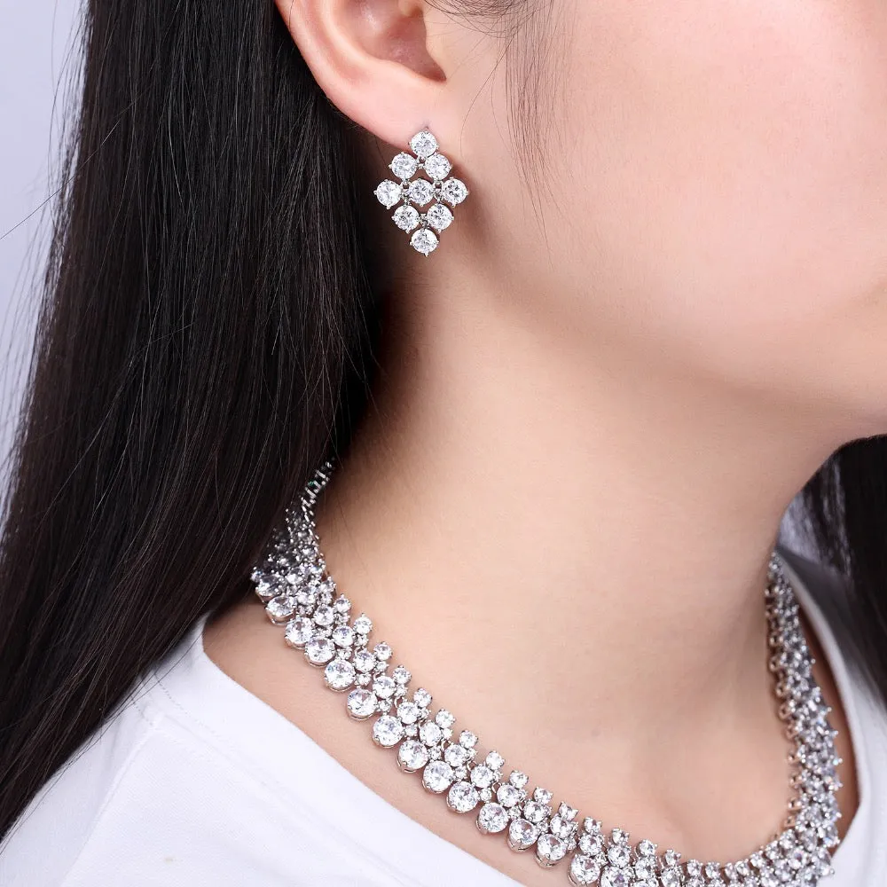 Cubic zirconia Wedding Necklace Earring Set,Bridal Jewelry CN10007