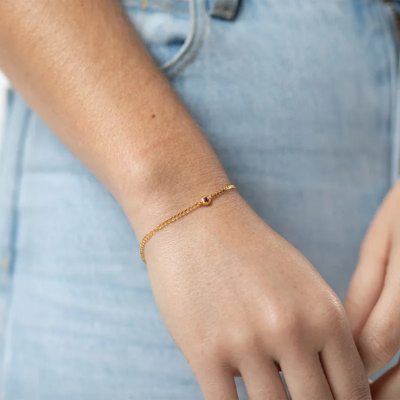 CURB BRACELET WITH RUBY ZIRCONIA