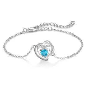 Custom Birthstone Heart Bracelet