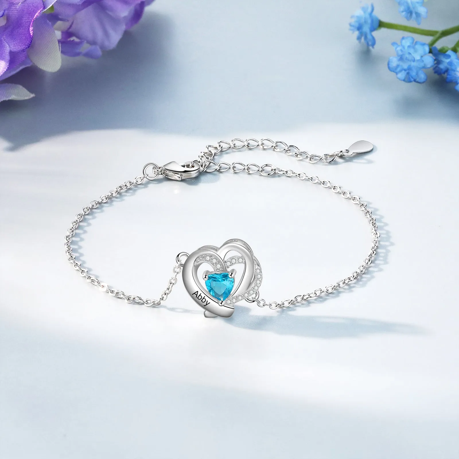 Custom Birthstone Heart Bracelet