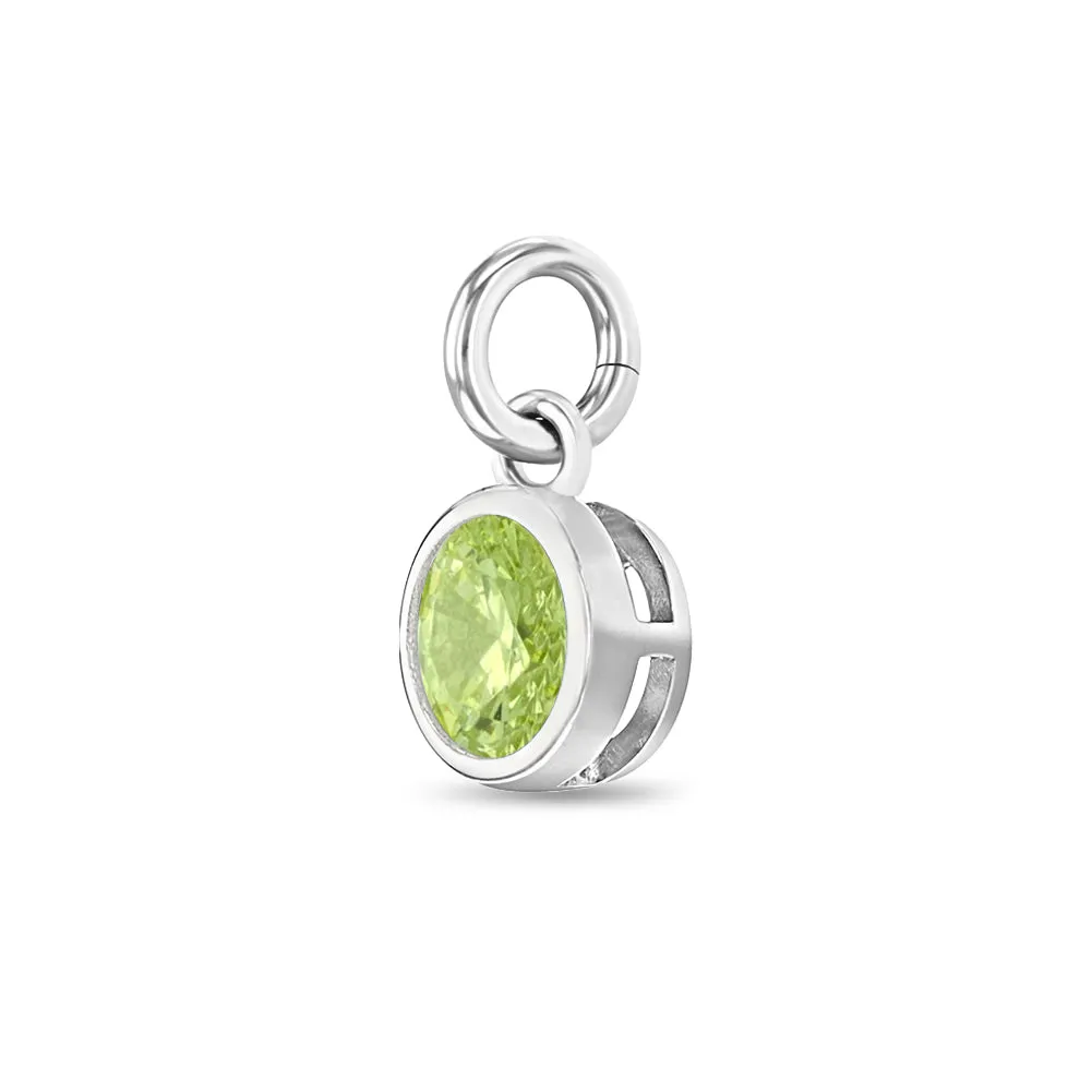 CZ Birthstone Charm August – Peridot Kids / Children's / Girls for Charm Bracelet - Sterling Silver