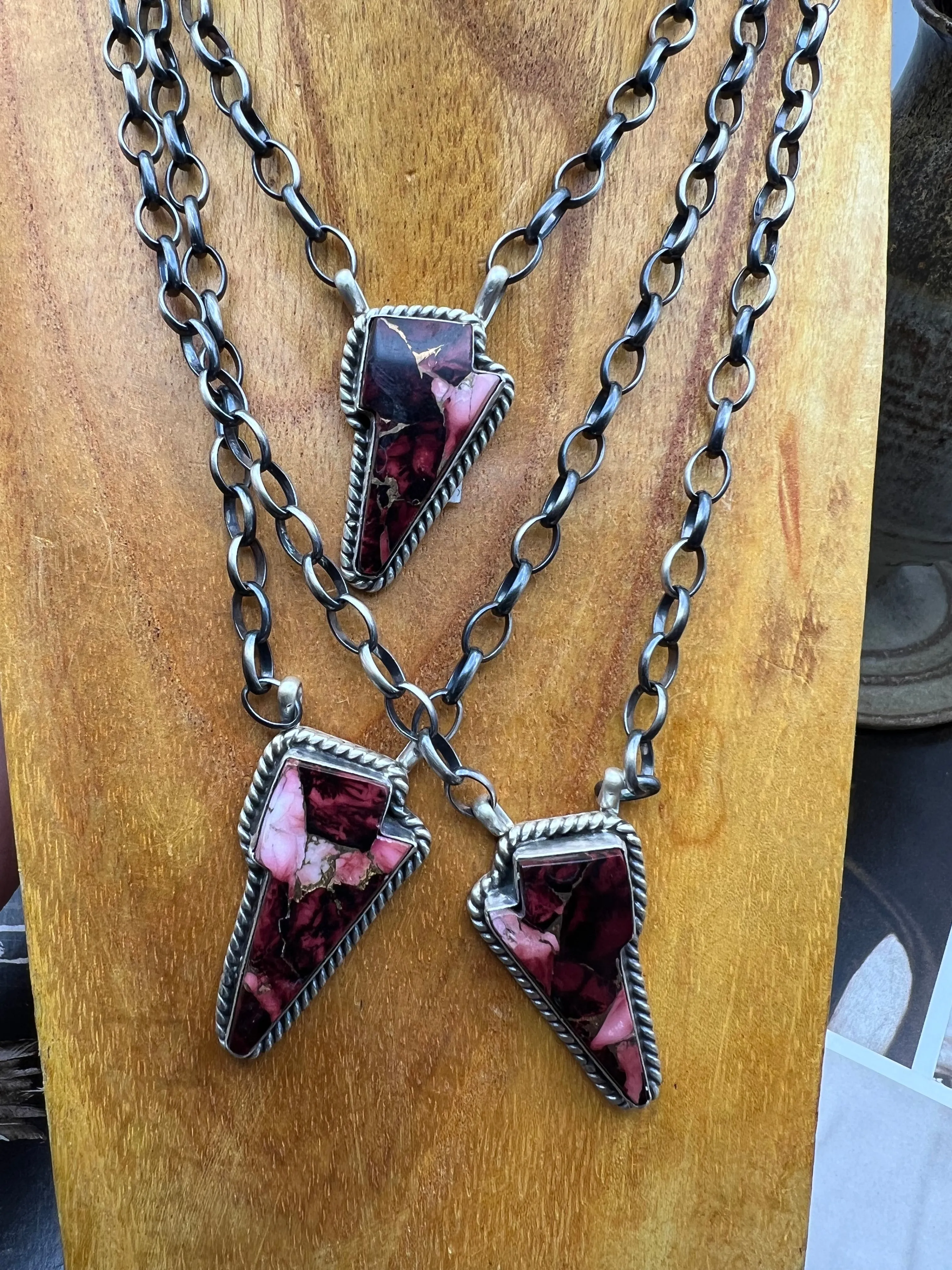 Dahlia Rose Lightening Bolt Necklace