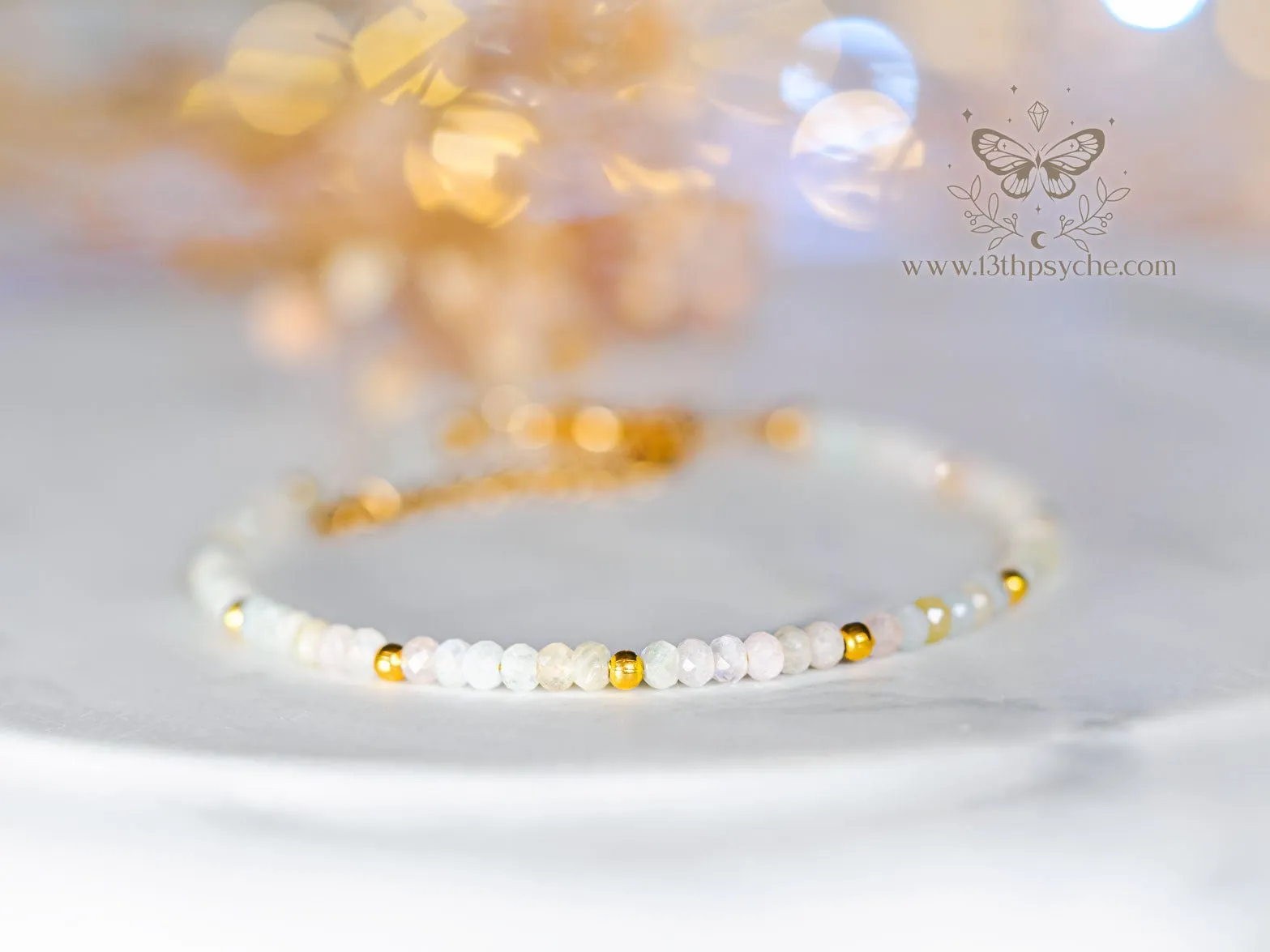 Dainty faceted Morganite gemstone bracelet