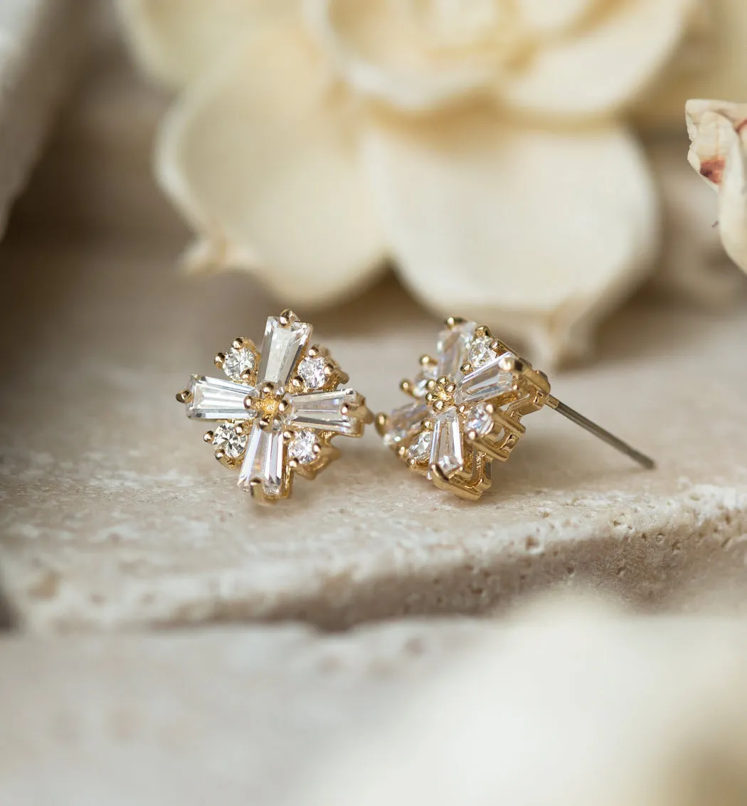 Deco CZ Stud Earrings