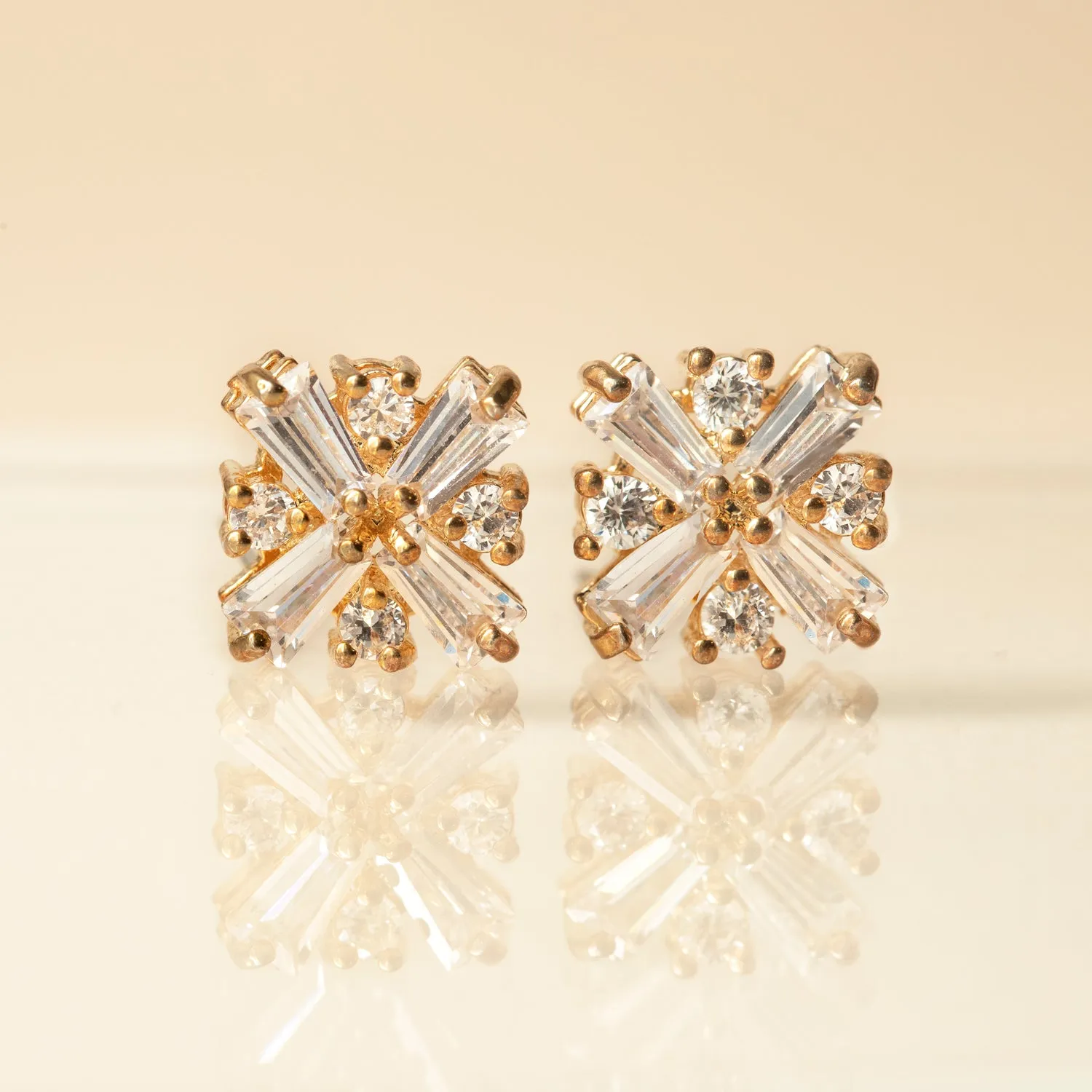 Deco CZ Stud Earrings