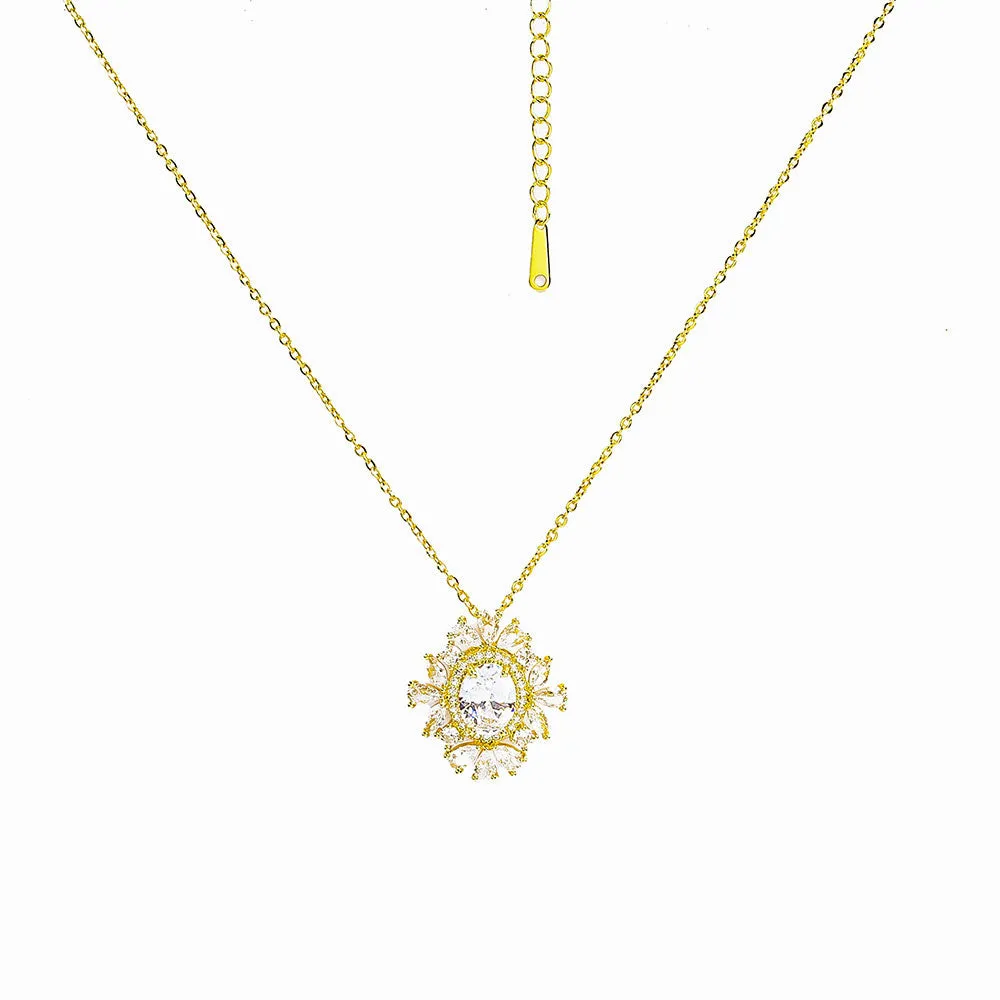 Delicate Gleaming Zircon Stones Necklace - Fluffy