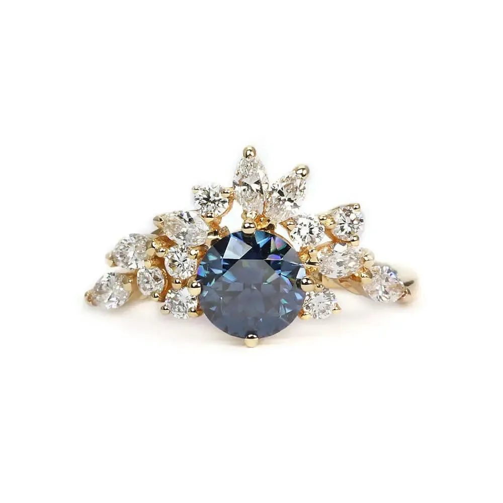 Delilah Blue Moissanite & Lab Grown Diamonds Si Dian Jin in 18K Gold