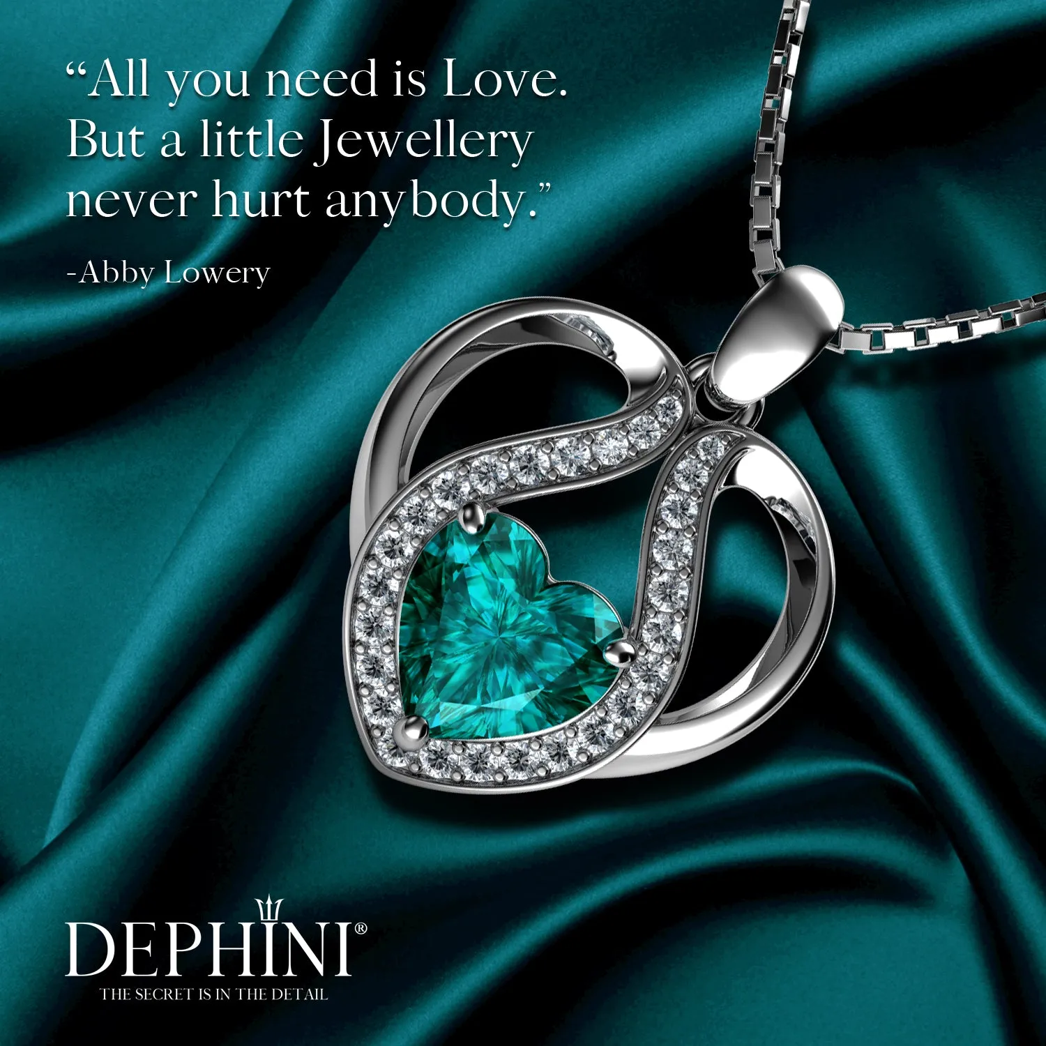 DEPHINI - Cute aqua necklace for Women - 925 sterling silver pendant