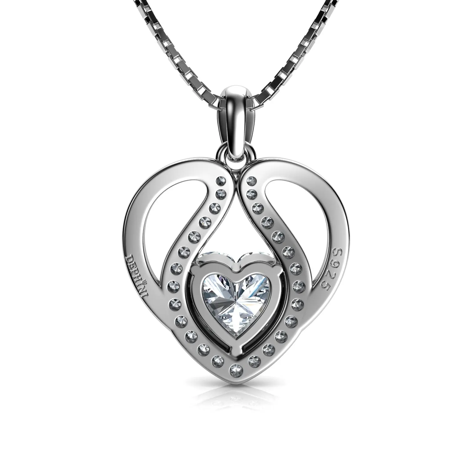 DEPHINI - Cute Necklace - 925 Sterling Silver Heart - Luxury Gift