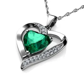 DEPHINI Green Heart pendant 925 Sterling Silver Heart Pendant CZ