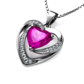 DEPHINI Pink Heart pendant 925 Sterling Silver Heart Pendant CZ