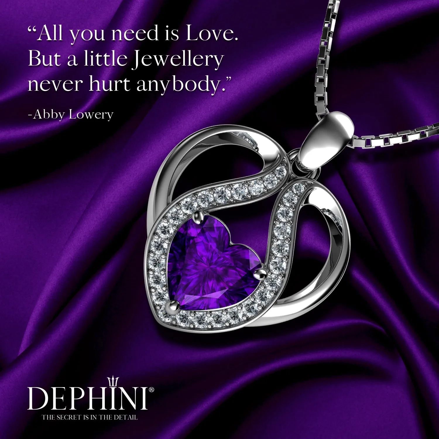 DEPHINI - purple necklace for Women - 925 sterling silver pendant