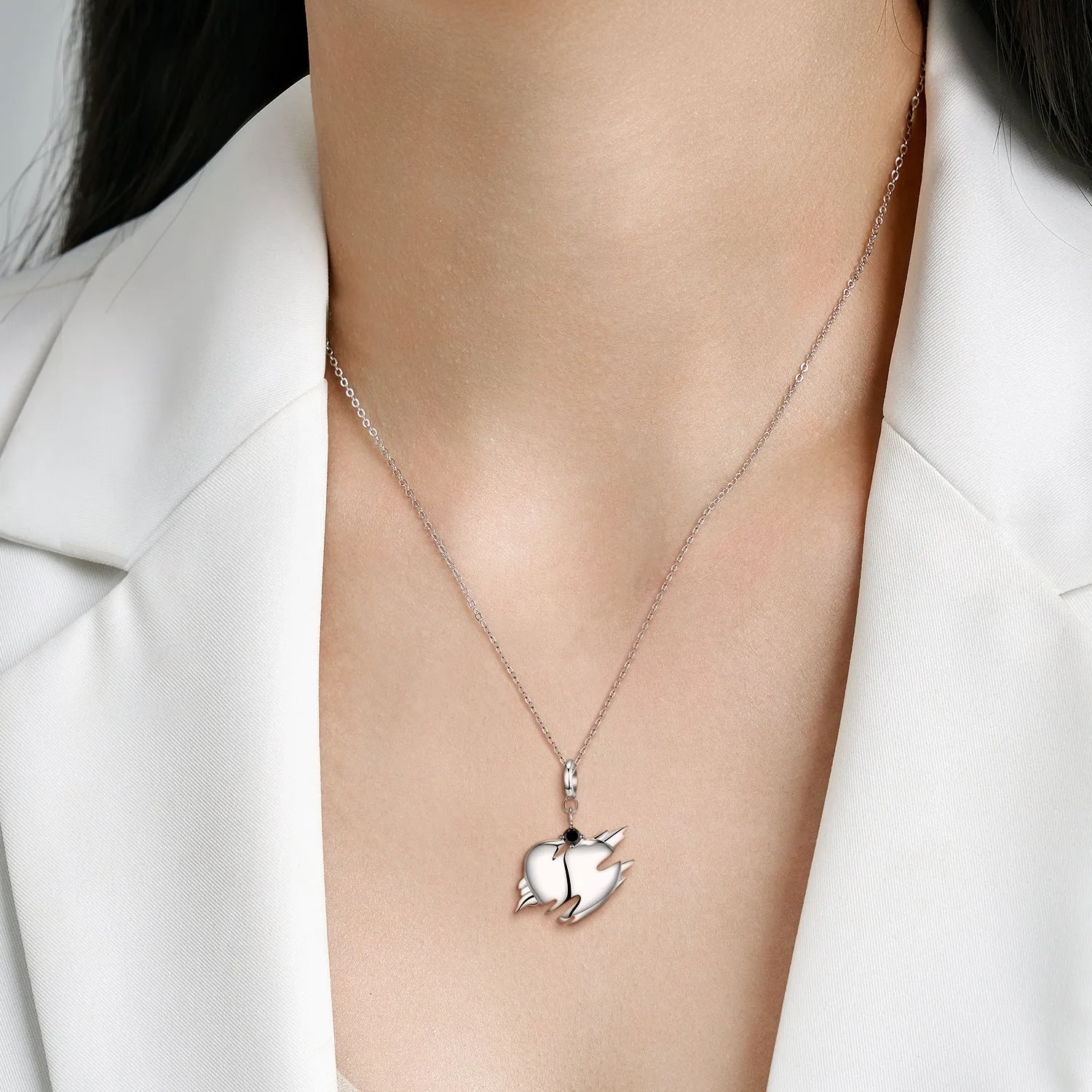 Dissipated Heart Pendant Silver Necklace