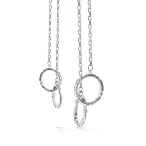 Double Circle Buckle with Zircon Silver Couple Necklace for Women