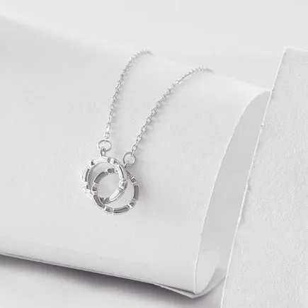 Double Circle Buckle with Zircon Silver Couple Necklace for Women