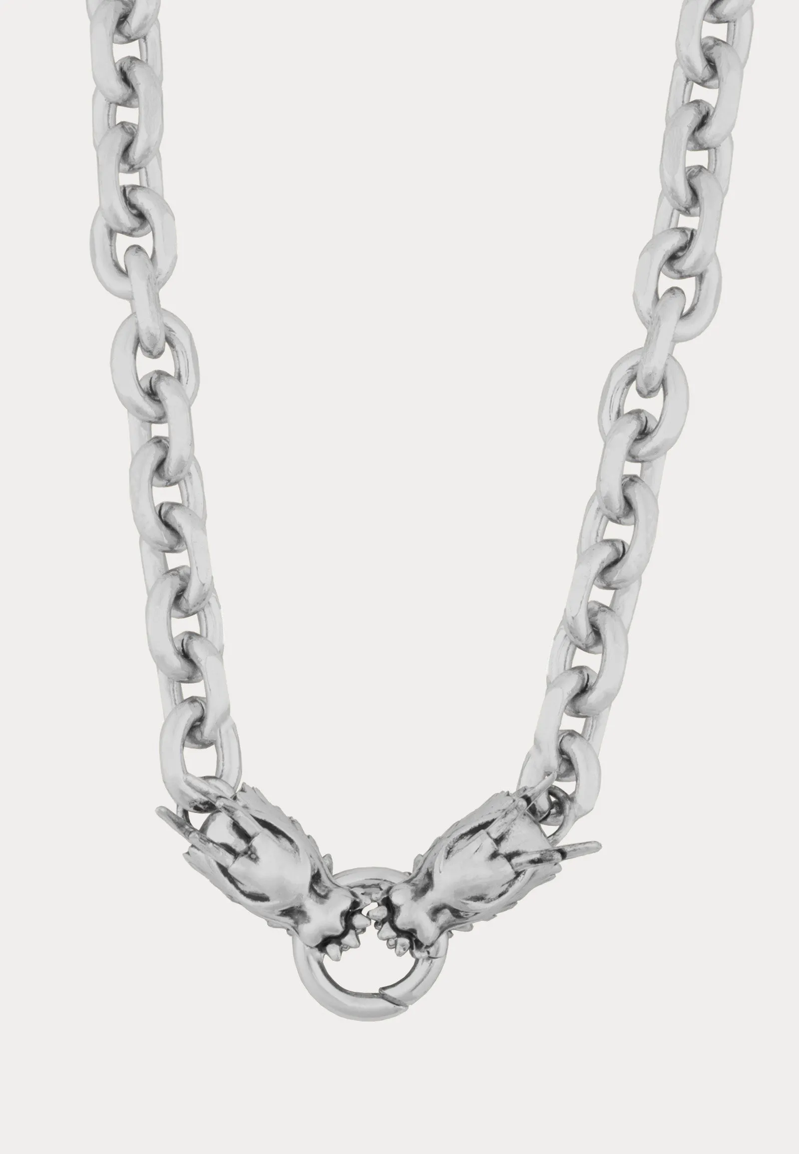 Dragon Choker Chain Necklace - Silver