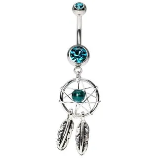 Dreamcatcher Belly Ring - Blue Zirconia