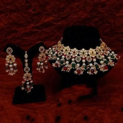 Drop Layered Choker Earring And Teeka Set