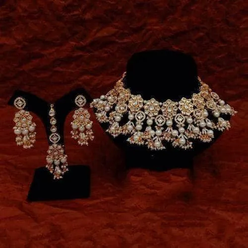 Drop Layered Choker Earring And Teeka Set