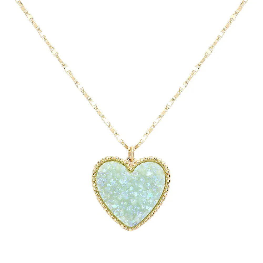 Druzy Heart Pendant Necklace by Madeline Love