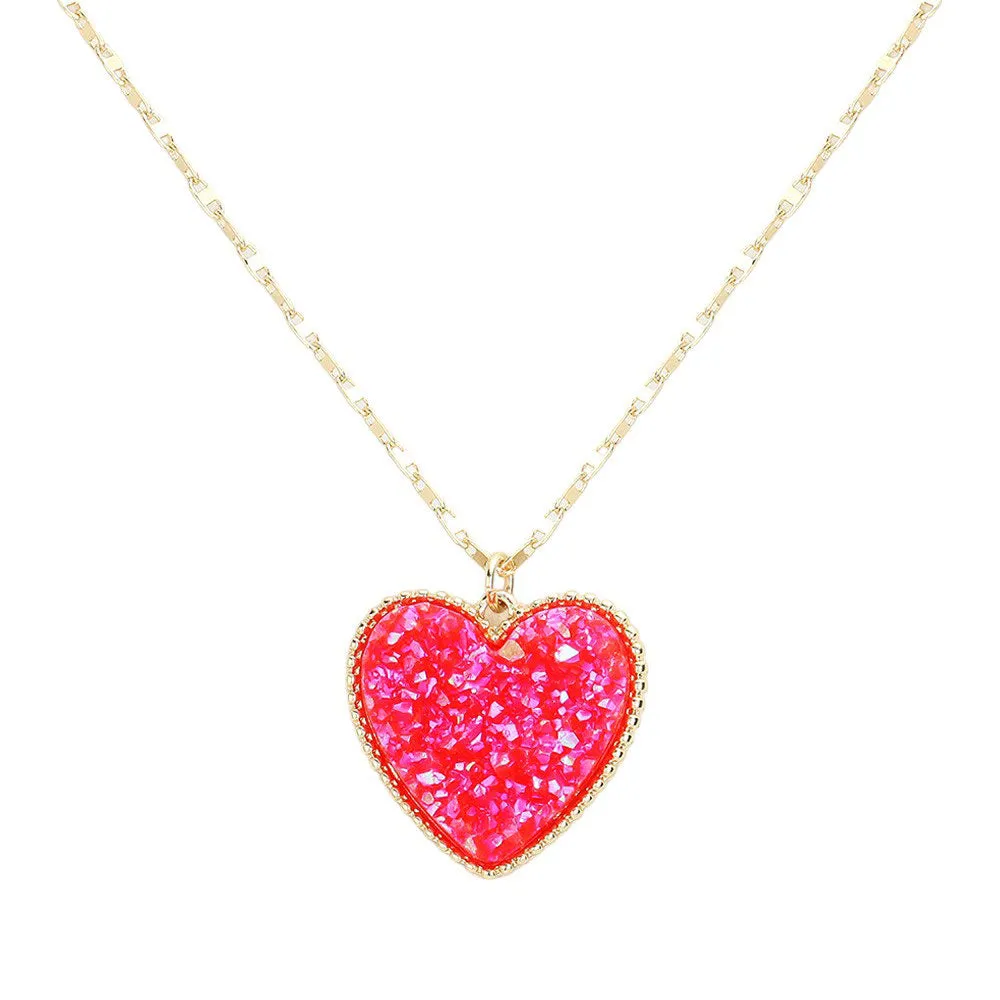 Druzy Heart Pendant Necklace by Madeline Love