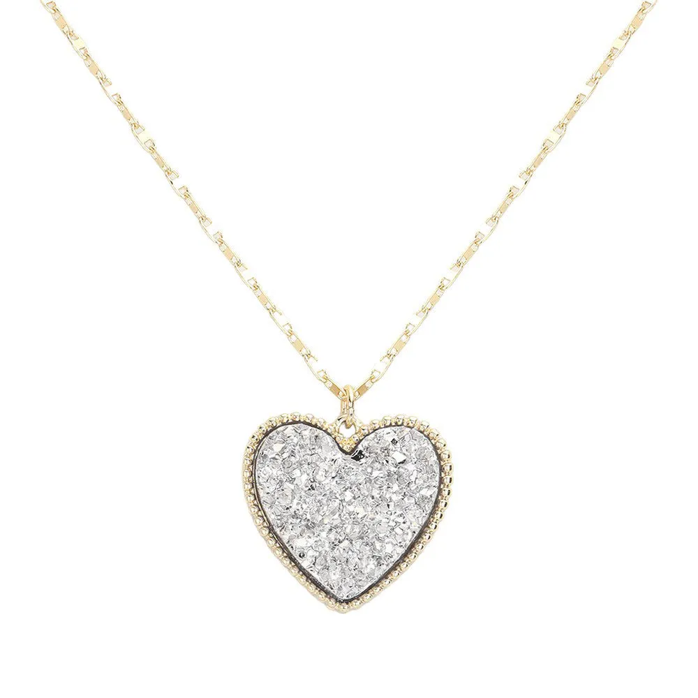 Druzy Heart Pendant Necklace by Madeline Love