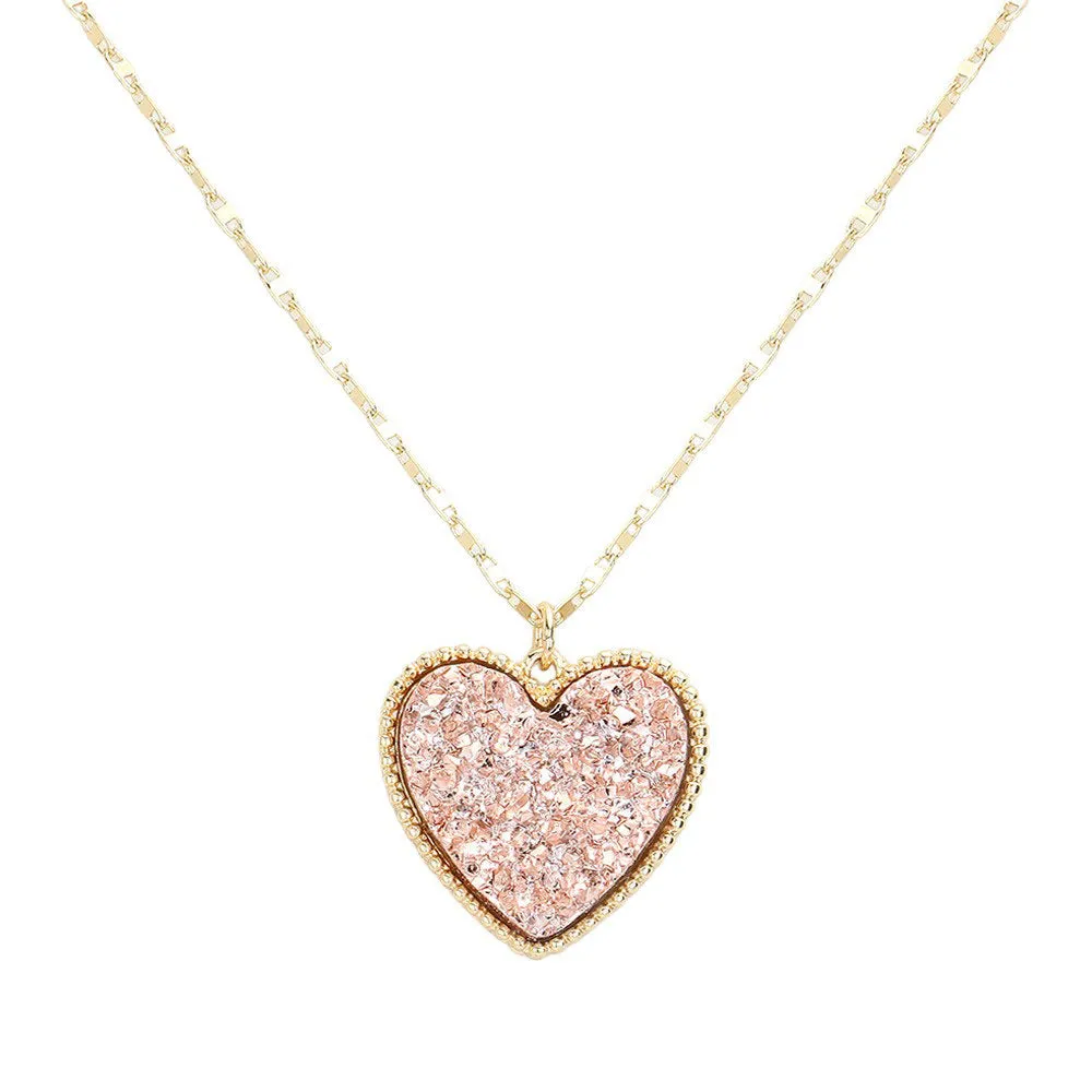 Druzy Heart Pendant Necklace by Madeline Love