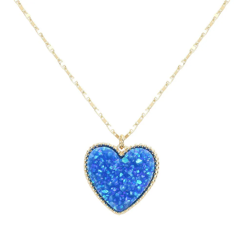 Druzy Heart Pendant Necklace by Madeline Love