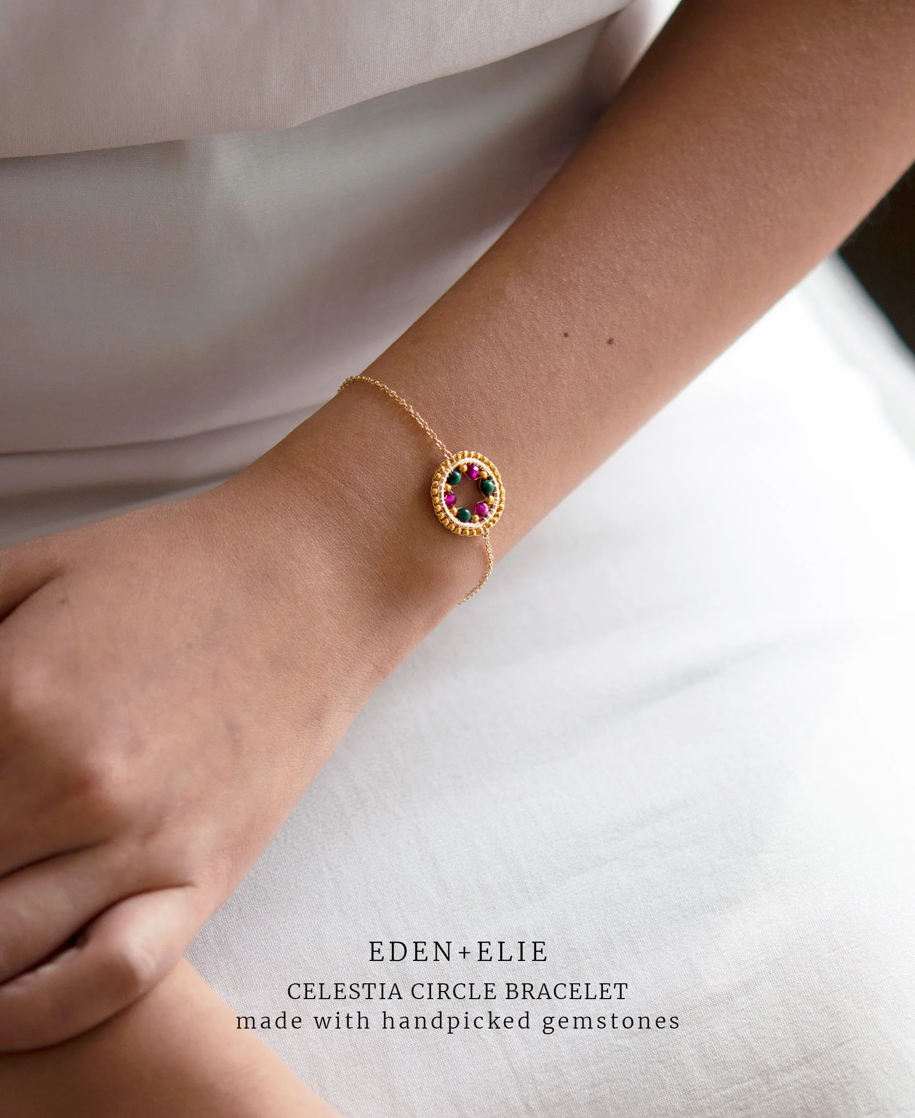 EDEN   ELIE Celestia Circle Bracelet - Ruby   Amazonite