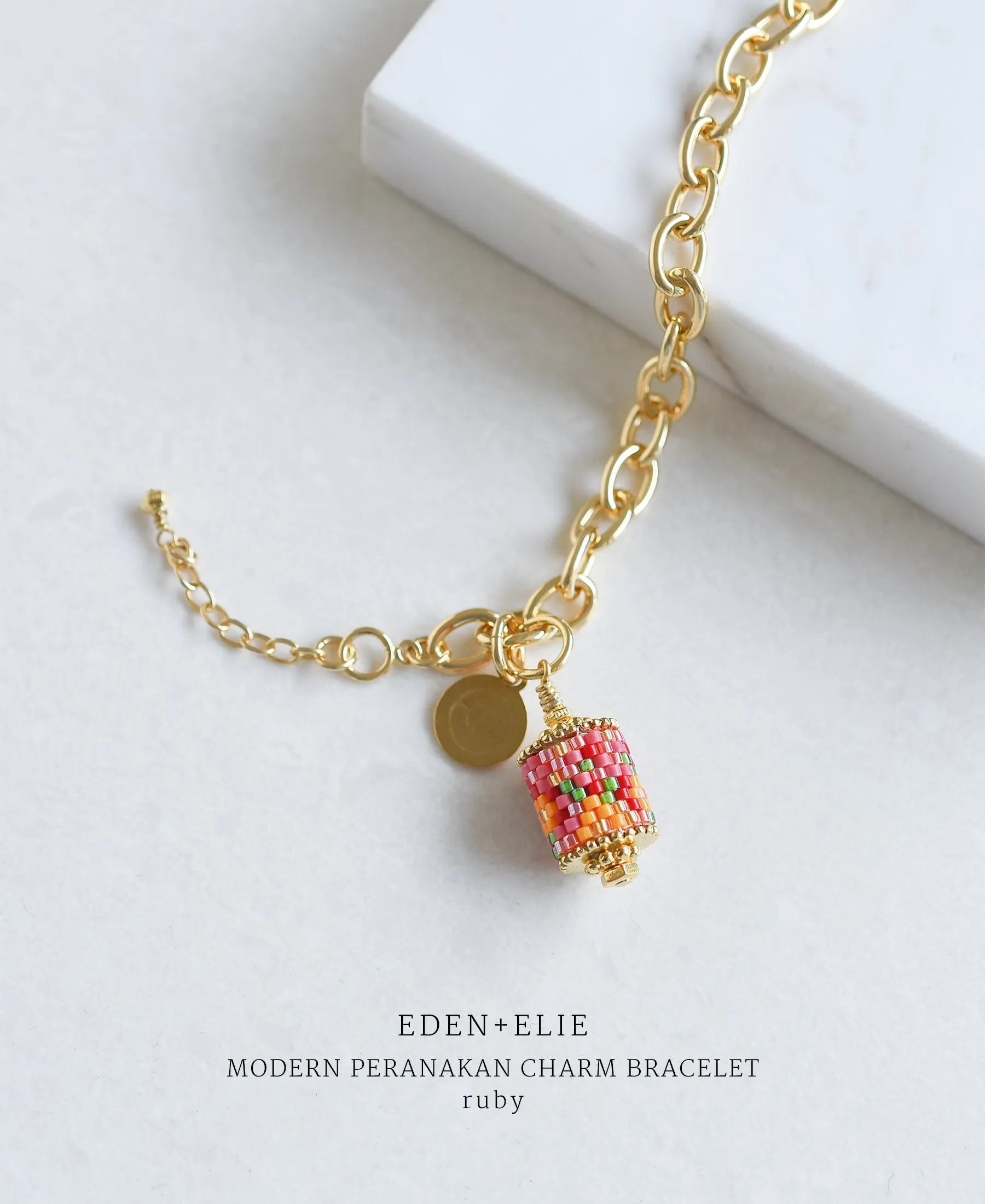 EDEN   ELIE Modern Peranakan gold charm bracelet - ruby