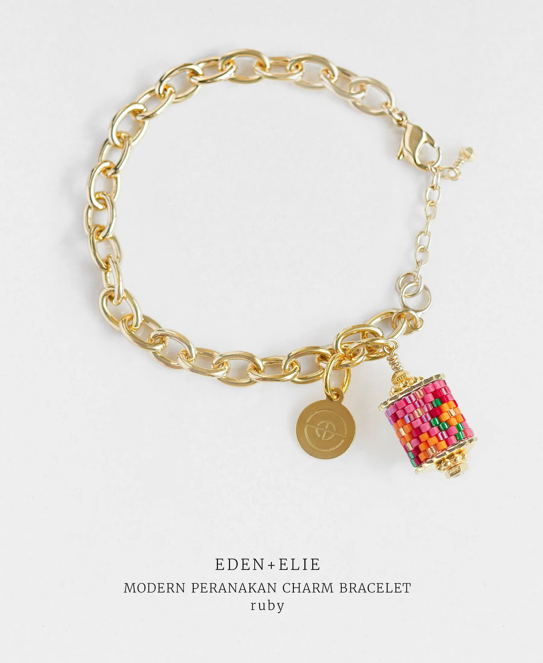 EDEN   ELIE Modern Peranakan gold charm bracelet - ruby