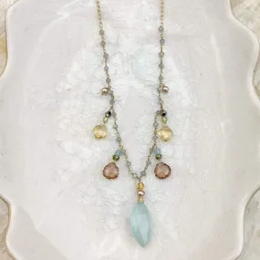 Elegant Drape w Aqua Chalcedony Marquee Gems Necklace