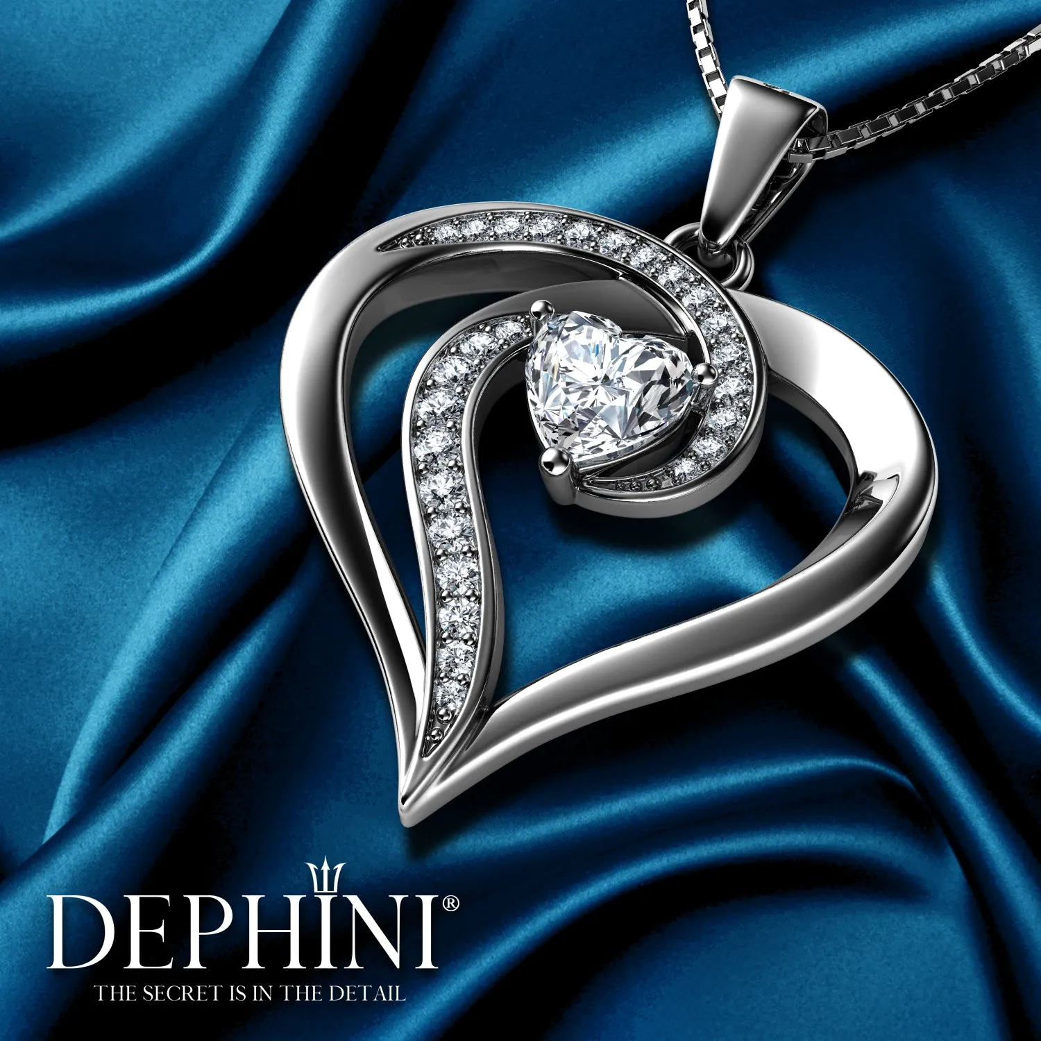 Elegant Necklace - 925 Sterling Silver Jewellery Heart Pendant Dephini