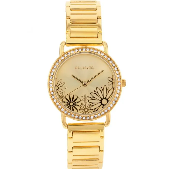 Ellis & Co 'Eden' Floral Crystal Set Womens Watch