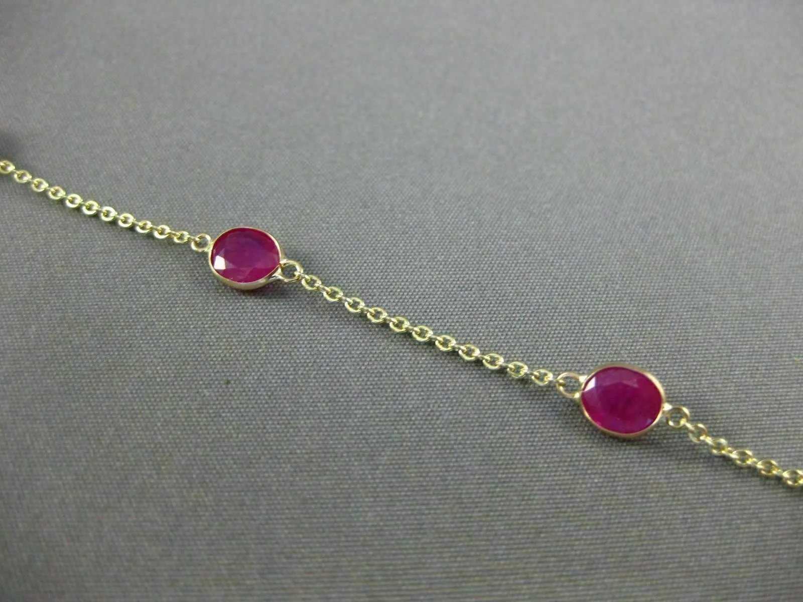 ESTATE 4.86CT AAA RUBY 14KT YELLOW GOLD PEAR SHAPE OVAL BY THE YARD FUN BRACELET