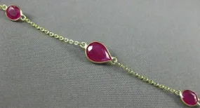 ESTATE 4.86CT AAA RUBY 14KT YELLOW GOLD PEAR SHAPE OVAL BY THE YARD FUN BRACELET