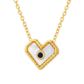 Evil Eye Mother of Pearl Heart Necklace